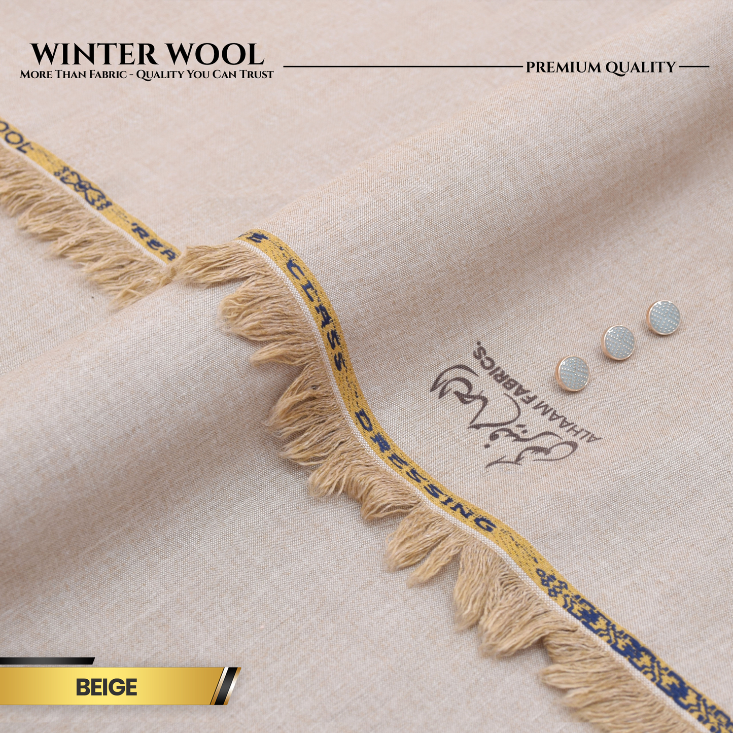 Winter Wool Premium Unstitched - Biege