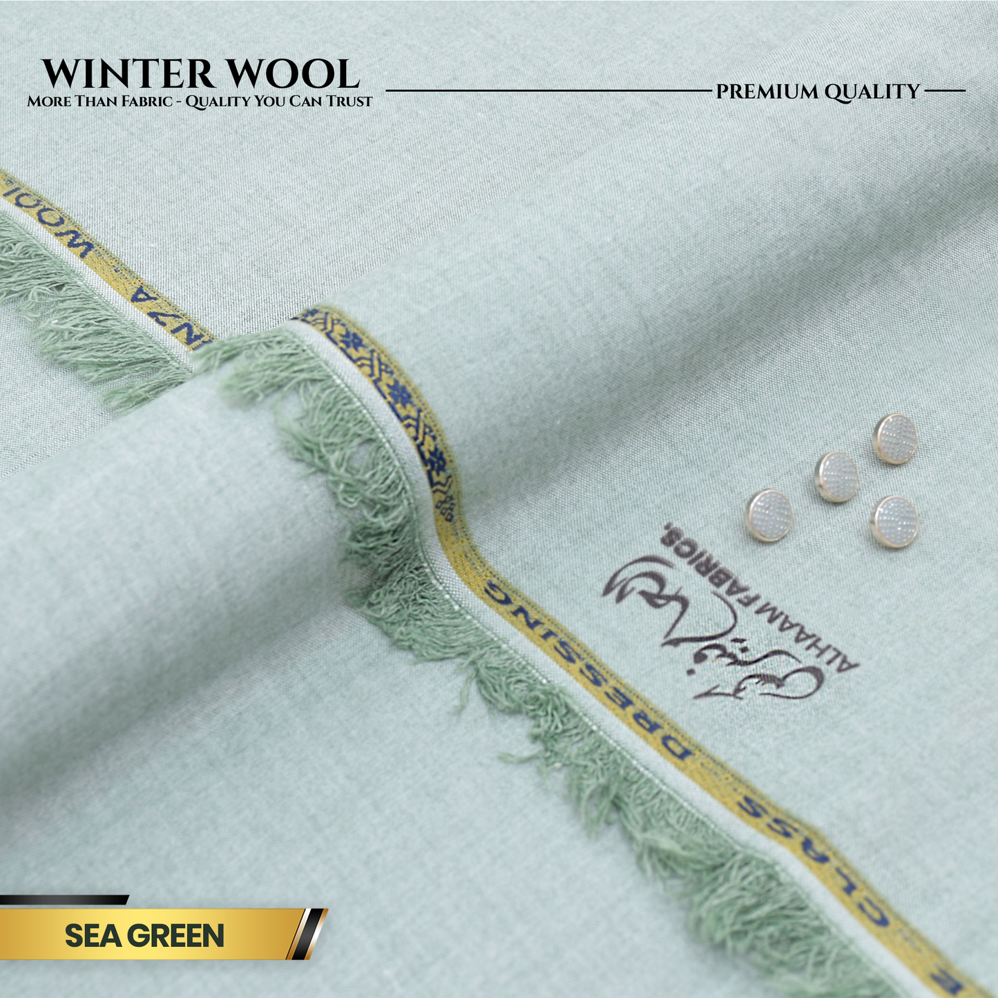 Winter Wool Premium Unstitched - Sea Green