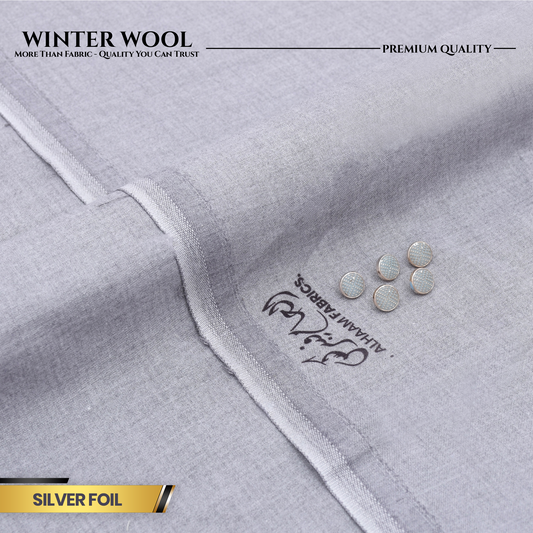 Winter Wool Premium Unstitched - Silver Foil