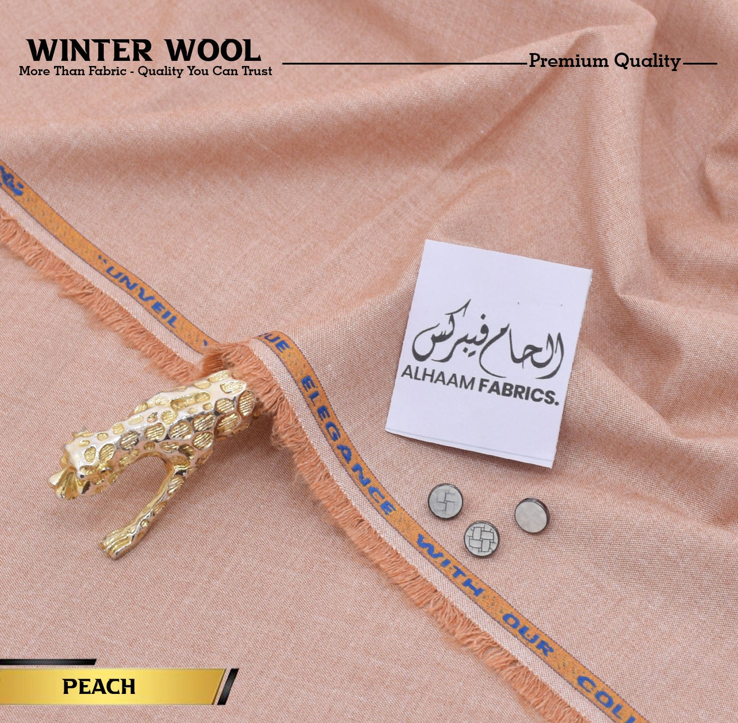 Winter Wool Premium Unstitched - Peach