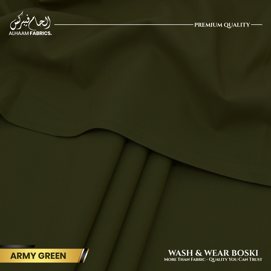 Wash and Wear Boski Finish - Army Green