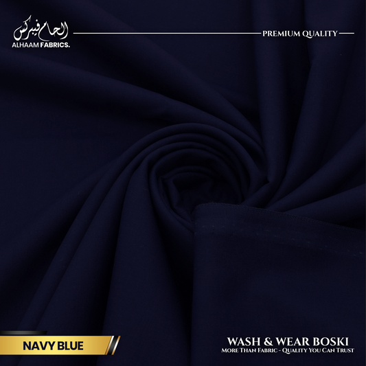 Wash and Wear Boski Finish - Navy Blue