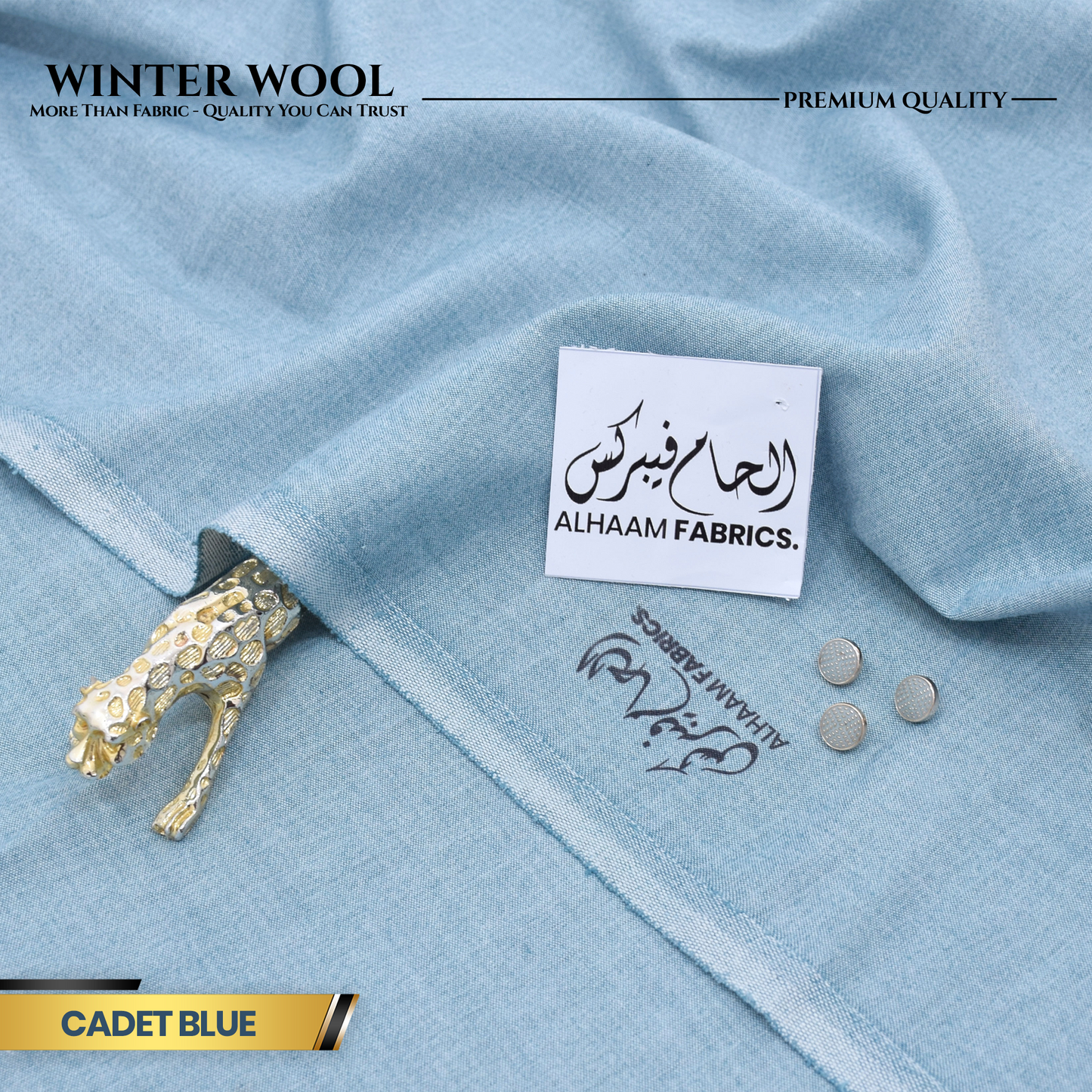 Winter Wool Premium Unstitched - Cadet Blue