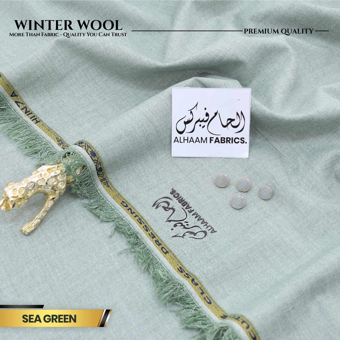 Winter Wool Premium Unstitched - Sea Green