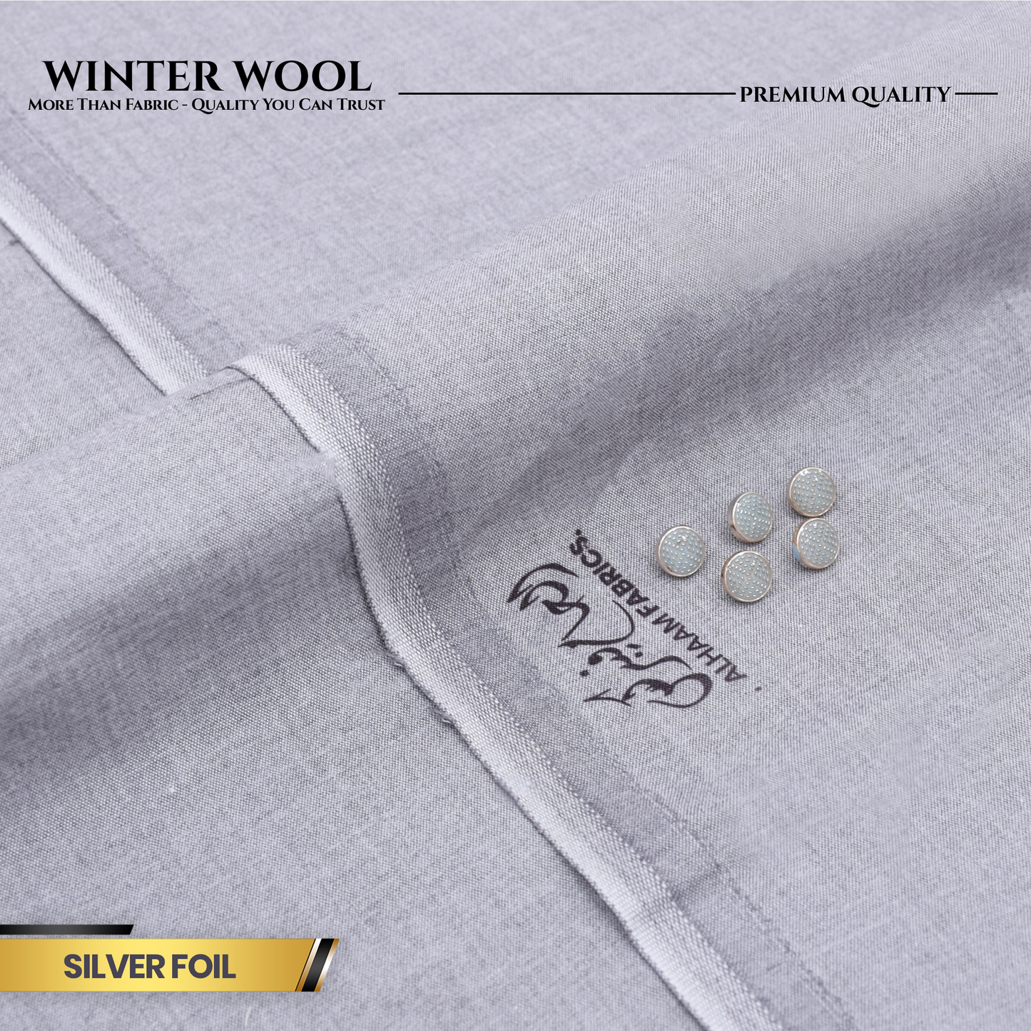 Winter Wool Premium Unstitched - Silver Foil